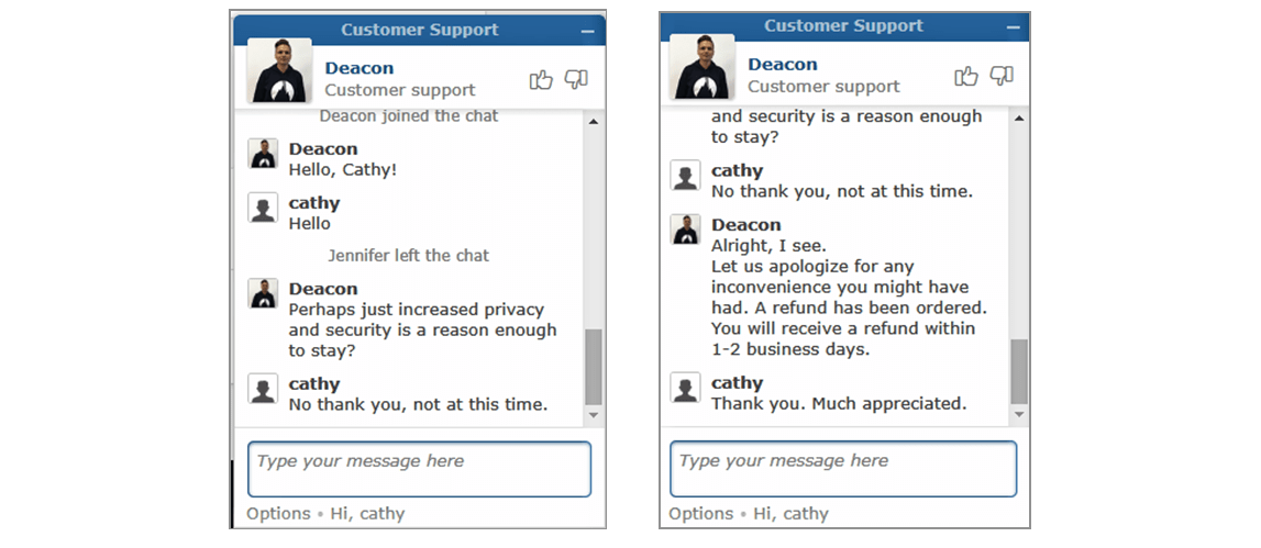 Payment department live chat