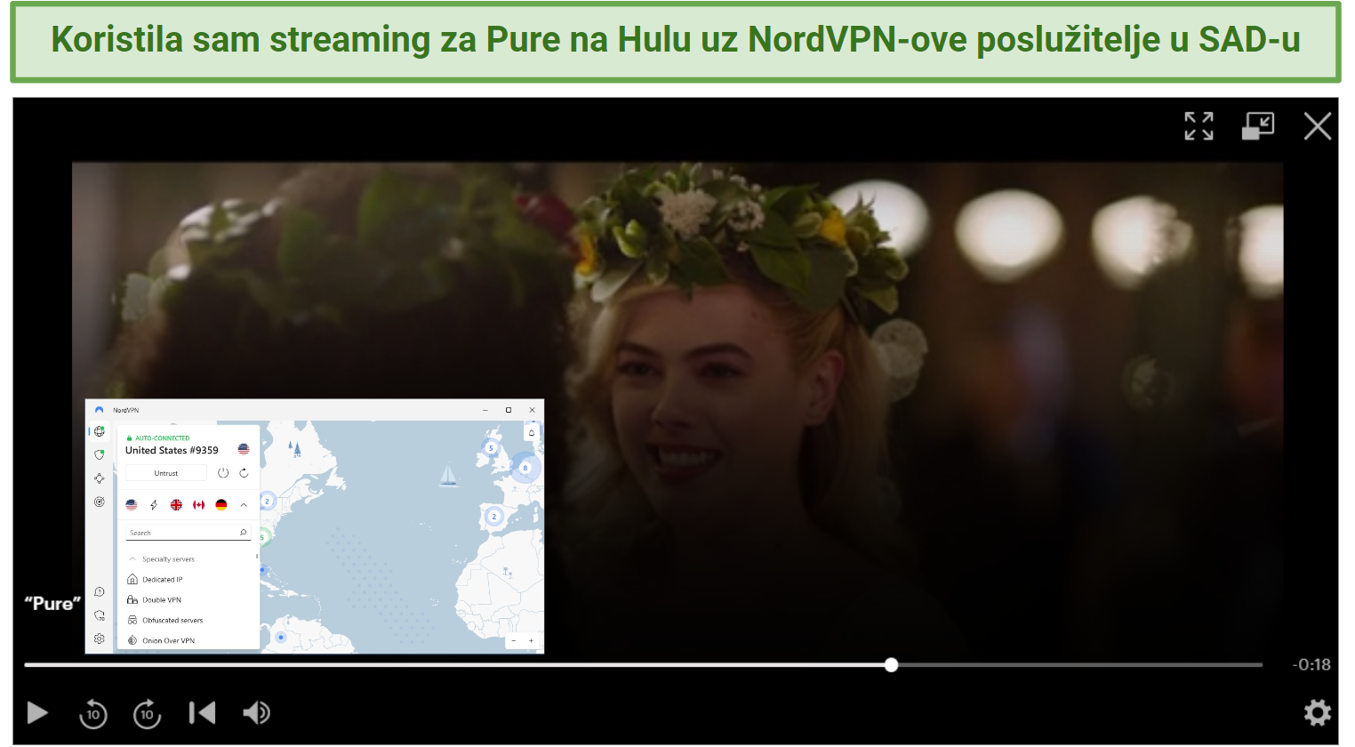 Image showing US series streaming on Hulu with NordVPN