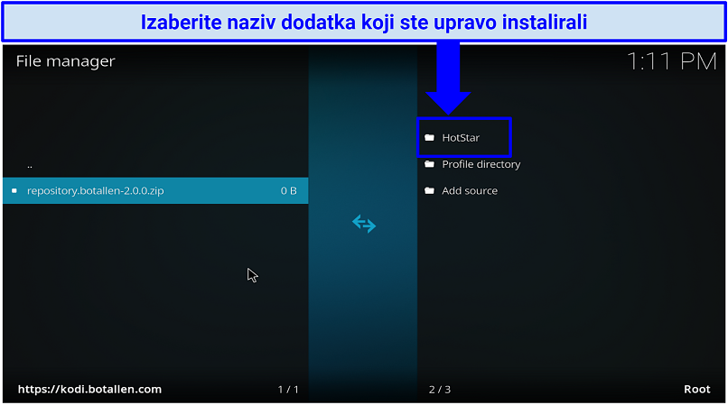 Graphic showing how to locate a named unofficial Kodi add-on