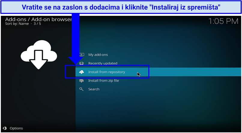 graphic showing Kodi's Install from Repository option