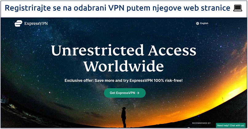 A screenshot ExpressVPN's website