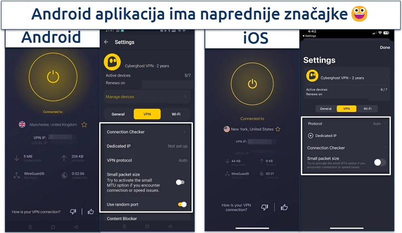 Screenshot of CyberGhost's mobile apps